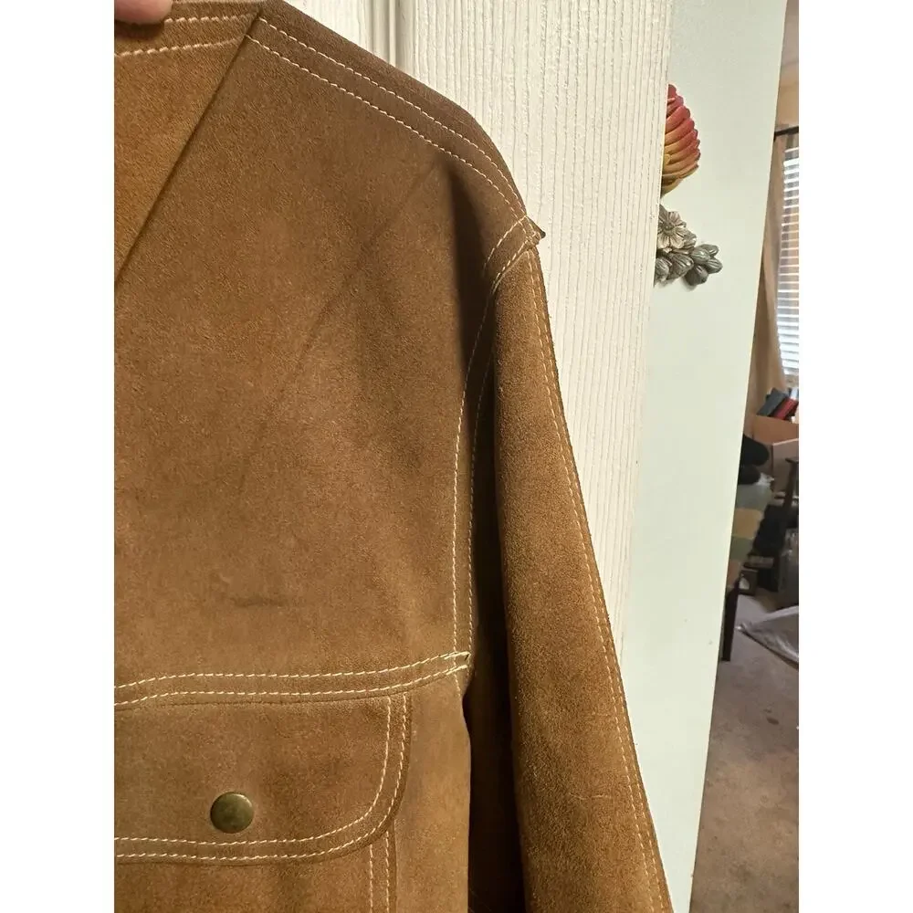 VINTAGE JC PENNY SPLIT COWHIDE SNAP BUTTON UP JACKET Med 38 WITH SNAP POCKETS